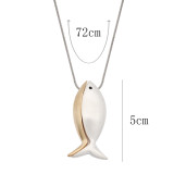 Fashion Pendant Necklace Fish silver and golden alloy with 72cm chain 