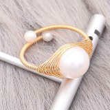 Nature Pearl Ring made of  wrap copper wire gold plating adjustable size