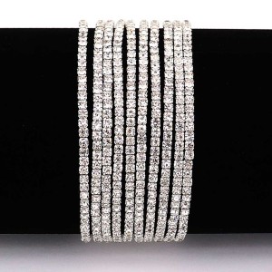10 pcs/lot Rhinestones Sparkling Elastic Bracelet with 80pcs  white  clear crystal rhinestones