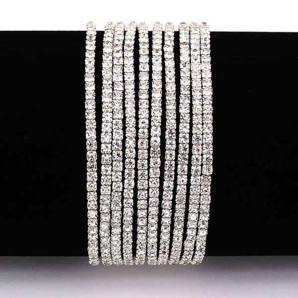 60 pcs/lot Rhinestones Sparkling Elastic Bracelet with 80pcs  white  clear crystal rhinestones