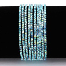 60 pcs/lot Rhinestones Sparkling Elastic Bracelet with 80pcs light blue color rhinestones