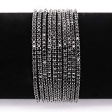 60 pcs/lot Rhinestones Sparkling Elastic Bracelet with 80pcs black color rhinestones