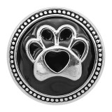 20MM Bear paw snap silver Plated with Black enamel charms KC9304 snaps jewerly