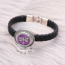  20MM Dragonfly snap silver Plated with purple enamel charms KC9302 snaps jewerly