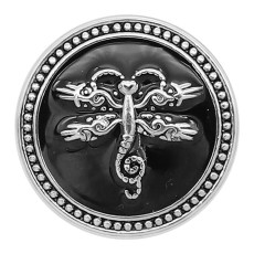   20MM Dragonfly snap silver Plated with Black enamel charms KC9301 snaps jewerly