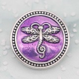 20MM Dragonfly snap silver Plated with purple enamel charms KC9302 snaps jewerly