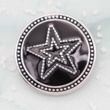 20MM Five-pointed star snap silver Plated with Black enamel charms KC9310 snaps jewerly