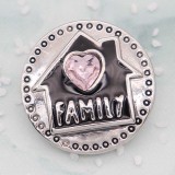 20MM Family snap silver Plated  heart-shaped rhinestones with  enamel charms K9312 snaps jewelry