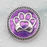 20MM Bear paw snap silver Plated with purple enamel charms KC9303 snaps jewerly