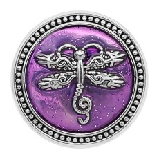  20MM Dragonfly snap silver Plated with purple enamel charms KC9302 snaps jewerly
