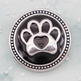 20MM Bear paw snap silver Plated with Black enamel charms KC9304 snaps jewerly