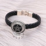 20MM Five-pointed star snap silver Plated with Black enamel charms KC9310 snaps jewerly