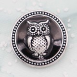 20MM Owl snap silver Plated with Black enamel charms KC9305 snaps jewerly