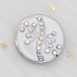 20MM snap silver Plated  rhinestones with White enamel charms KC8107 snaps jewerly
