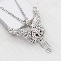 20MM design Bear head metal silver plated snap with white rhinestone KC9292 charms snaps jewelry