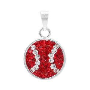 Pendant with White and red rhinestones baseball