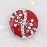 20MM snap silver Plated White rhinestones with Red enamel charms KC8108 snaps jewerly