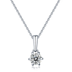 1 CT DEF VVS 6.5mm  Moissanite Classic 6 claw Water Drop Necklace Sterling Silver Pendant Necklace  Platinum plating 45CM chain