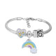 Stainless steel Charm Bracelet with 3 charms Rainbow colorful completed cartoon