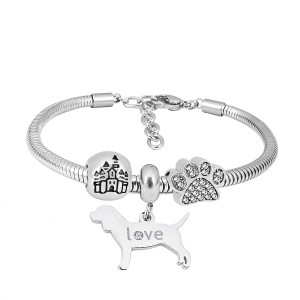 Stainless steel Charm Bracelet with 3 charms dog completed cartoon