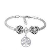 Stainless steel Charm Bracelet with 3 charms Tree of life completed cartoon