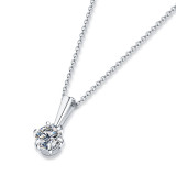 1 CT DEF VVS 6.5mm  Moissanite Classic 6 claw Water Drop Necklace Sterling Silver Pendant Necklace  Platinum plating 45CM chain