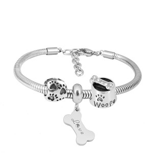 Stainless steel Charm Bracelet with 3 charms dog completed cartoon