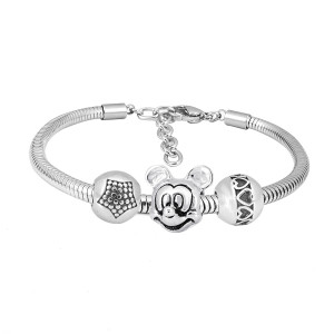 Stainless steel Charm Bracelet with 3 charms completed cartoon