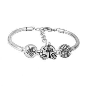 Stainless steel Charm Bracelet with 3 charms The pumpkin carriage completed cartoon