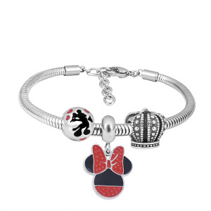 Stainless steel Charm Bracelet with 3 charms  completed cartoon