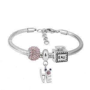 Stainless steel Charm Bracelet with 3 charms love completed cartoon