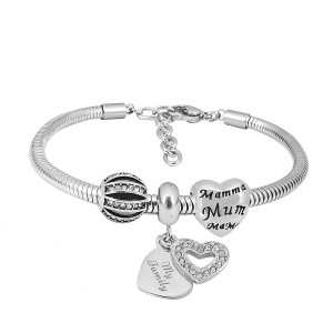 Stainless steel Charm Bracelet with 3 charms mom love completed cartoon