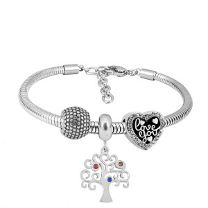 Stainless steel Charm Bracelet with 3 charms Tree of life completed cartoon
