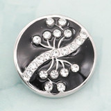 20MM snap silver Plated rhinestones with Black enamel charms KC8109 snaps jewerly