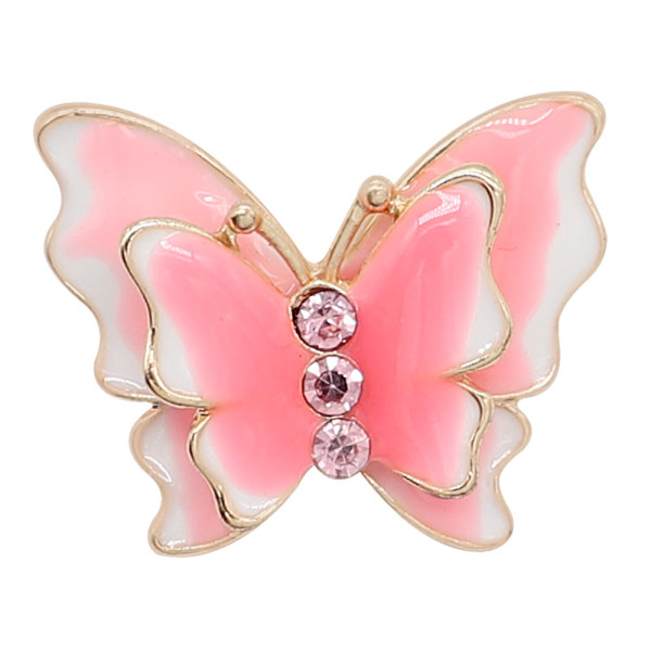 20MM snap gold Plated Butterfly Pink enamel charms KC8119 snaps jewerly