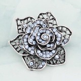 20MM snap Silver Plated Flowers With Blue rhinestones charms KC8129 snaps jewerly