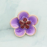 12MM snap gold Plated Flowers purple enamel charms KS7147-S snaps jewerly