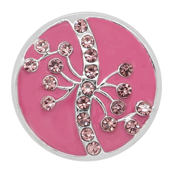 20MM snap silver Plated  rhinestones with Pink enamel charms KC8110 snaps jewerly