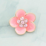 12MM snap gold Plated Flowers Pink enamel charms KS7145-S snaps jewerly