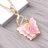 20MM snap gold Plated Butterfly Pink enamel charms KC8119 snaps jewerly