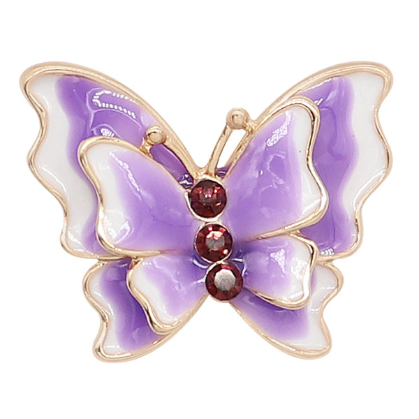 20MM snap gold Plated Butterfly purple enamel charms KC8116 snaps jewerly