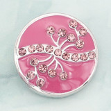 20MM snap silver Plated  rhinestones with Pink enamel charms KC8110 snaps jewerly