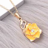 20MM snap gold Plated  Flowers yellow enamel with With  rhinestones KC8123 snaps jewerly