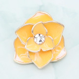 20MM snap gold Plated  Flowers yellow enamel with With  rhinestones KC8123 snaps jewerly
