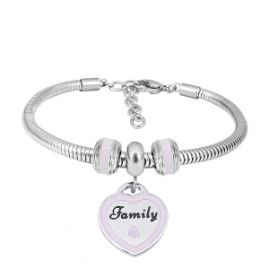 Stainless steel Charm Bracelet with Pink family 3 charms completed cartoon