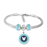 Stainless steel Charm Bracelet with blue 3 charms completed cartoon