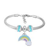 Stainless steel Charm Bracelet with Blue rainbow 3 charms completed cartoon