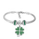 Stainless steel Charm Bracelet with Green lucky grass 3 charms completed cartoon