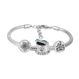 Stainless steel Charm Bracelet with blue dog 3 charms completed cartoon