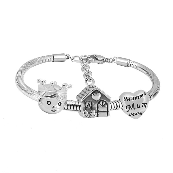 Stainless steel Charm Bracelet with Family  3 charms completed cartoon